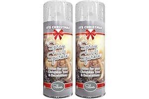Classic Signature - 2 x Glitter Christmas Silver Spray Paint 200ml Decorative, Creative, Dazzling Effect to Your Hobby Art and Craft Use