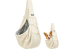 PANACRATIS Off White Puppy Sling Carrier, Cat Sling Dog Carrier Pet Dog Carry,Puppy Carrier Slings for Small Dogs, Carrier Carry Bag for Outdoor Walking Travel