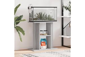 SECOLI Aquariumständer Aquariumschrank Aquariumregal Aquarienunterschrank Aquarium Unterschrank Holzwerkstoff-Grau Sonoma-60 x 30 x 60 cm
