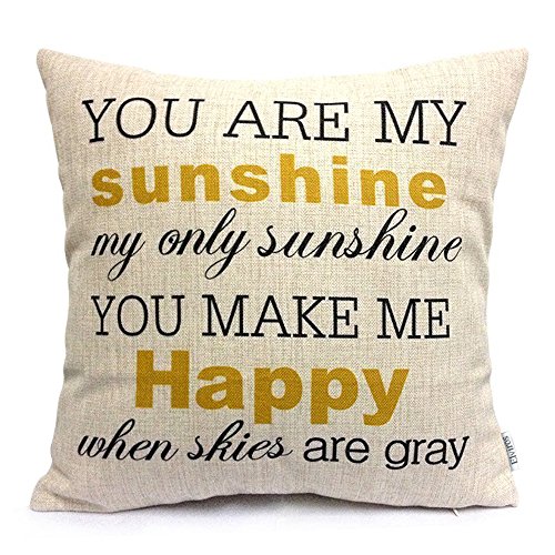 Elviros Linen Cotton Blend Decorative Cushion Cover Throw Pillow Case 18x18 inch - Quote You Are My