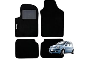 W-PARTS SERIE 4 TAPPETI - TAPPETINI IN MOQUETTE NERI PER PANDA DAL 2003 AL 2012 con battitacco cucito e Striscia antiscivolo