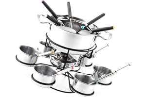 LINGJIONG Kit per fonduta di formaggio rotante – Set di pentole per fonduta di cioccolato, in ghisa, per il fuoco e la stufa, per esterni