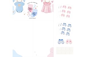 FALAFOTY Babyparty Spiele Karten Gender Reveal Tippkarten Party Deko Geschlecht Verkünden Gender Reveal Party Deko Set für Enthüllung Party Baby Shower Babyparty Party Zubehör (Shoes)