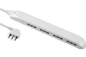 Electraline 61910 Multipresa Super Slim Salvaspazio 23 mm, 4 Posti Bivalenti 10/16A, Spina 90° 16A, Cavo 1.5 M