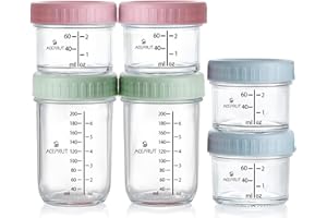 ACEPRUT ACE PRODUCT ACEPRUT 6 Stück Glas Babybrei Einfrieren Behälter, Beikost Baby Zubehör, Babynahrung Aufbewahrung, Auslaufsicher, BPA-frei, Mikrowelle, Geschirrspüler & Gefrierschrank sicher