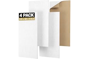 TONOR 4 Pannelli Fonoassorbenti Decorativi, 120x60x0,9 cm, Pannelli Acustici Autoadesivi, Pannelli Insonorizzanti per l'assorbimento Dell'eco per Studi di Registrazione, Casa, Uffici, Bianco