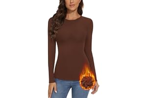 WOWENY Pullover Damen Winter Elegant Langarmshirt Mit Fleece Rundhals Gerippt Slim Fit Warme Pulli Basic Oberteile Sweatshirt Tops,