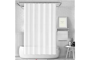 LUKDUNG Zasłona prysznicowa, odporna na pleśń, wodoszczelna, nadaje się do prania, z 12 pierścieniami, biała, 180 x 180 cm