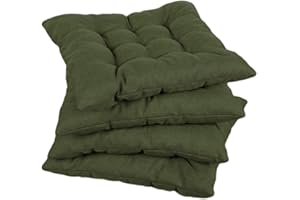 gutekissen Coussin de Chaise piqué carré Garniture pour chaises/bancs pour la Maison et Le Jardin Coussin d'assise Coussin d'assise de Jardin Nombreuses Couleurs (45x45, Vert foncé, 2)