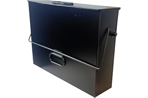 Easy Shopping® Black Ash Carrier Galvanised Metal Hot Tidy Box Container Fireplace Pan Bucket Bin Ash Box Storage Box Container