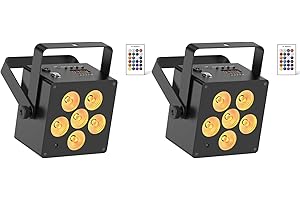DayFlicker 2 luci da palcoscenico ricaricabili da 5500 mAh RGBWA+UV LED Par Light con telecomando DMX, attivazione del suono DJ uplights per discoteche, matrimoni, concerti