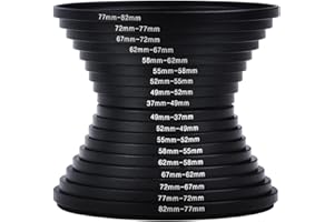 Filterring-Adapter-Set, Hisewen 18-teiliges Kameraobjektiv-Metallfilter-Adapterring-Set (9-teiliges Step-Up-Ring-Set und 9-teiliges Step-Down-Ringe-Set)