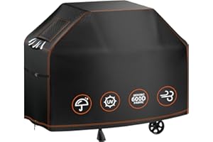 ZEWETO Weatherproof Grill Cover - 600D Waterproof BBQ Cover for Outdoor Grills, Robust and UV-Resistant, Universal Fit for Gas, Charcoal and Electric Grills, 135 x 61 x 110 cm
