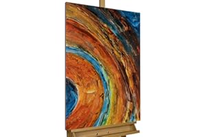 KunstLoft Tableau peinture moderne | 100% PEINT À LA MAIN | 60x90cm | Peinture sur toile 'Journey to Jupiter' | Abstrait | Bleu Cuivre | Deco murale salon