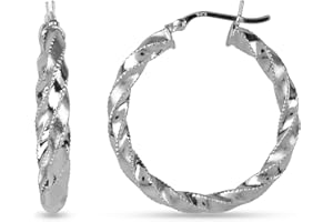 LeCalla 925 Sterling Silver Hoop Earrings Round Twisted Italian Hoops Earring for Women