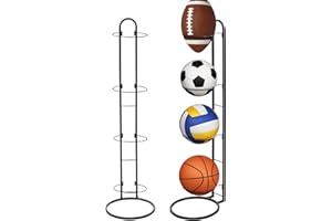 GENERIC Ball Storage Rack 3/4Tier Metal Ball Stand Ball Lockers Vertical Holder Room Outdoor Sports Equipment Organiser Football Stand for Basketball Football Volleyball etc