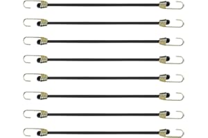 FADWONS Pack de 8 Tendeurs Élastiques, 25cm, avec Crochets Robustes – Idéal pour la Fixation de Bâches, Charges et pour Le Transport, Résistants et Polyvalents, Utilisation en Extérieur et Intérieur, Noir