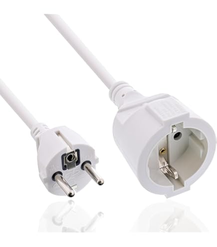10m Netzkabel EURO Winkelstecker Auf 8-Form Winkelstecker, Weiß 10m