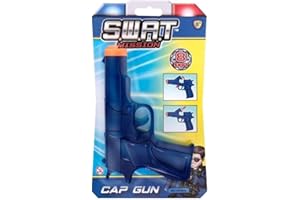 MOZZERS SWAT Mission 8-Shot Cap Gun – Realistic Toy Revolver with Smoke & Loud Bangs | Blue Pistol for Kids Aged 8+ | Action Role Play Toy