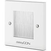 deleyCON Multimedia Wall Socket Connection Box Cable Enclosure Cover Flush-Mounted Box Cable Pass Wall Plate with Brush Brist