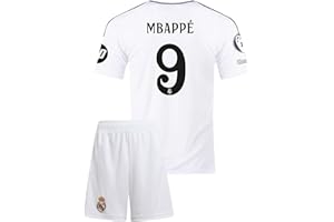 Qycksouth Mbappe Real #9 Kinder für Trikot Fußballtrikot, 2024 Neue Saison, Kinder Trikot, Sporttrikot, Fußball-Trainingstrikots, Kinder Kommen Sie mit Shorts Fußball (4-13 Jahre)