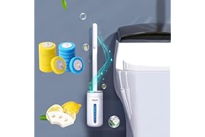 MHDUYEG Cepillo Desechable WC, Escobilla WC con Aromaterapia Cepillo Desechable para Inodoro Escobilla Baño Desechable Toilet Brush con 16 Cabezales de Recambio, para Las Zonas Difíciles de Limpiar