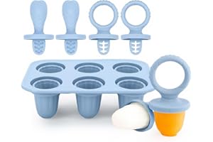 Alihoo Eisformen Silikon - Eis am Stiel für Babys und Kleinkinder,6 Mulden Eisform mit Kunststoffstäbche,Mini Eis Form,Popsicle Formen Set (Blau)