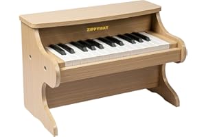 ZIPPY MAT Kinder Klavier Tastatur, 25 Tasten Digitalpiano für Kinder, Mini Musik Lerninstrument Spielzeug, Holz Klavier für Kleinkinder Mädchen Jungen (Oak)