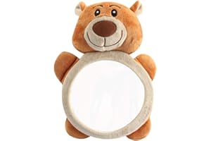 Luluspace Autospiegel Baby Rückspiegel Rücksitzspiegel für Babys, Rückspiegel Baby Auto Baby Autospiegel Sicherheitsspiegel 28 * 21cm mit Cover, Braunbär