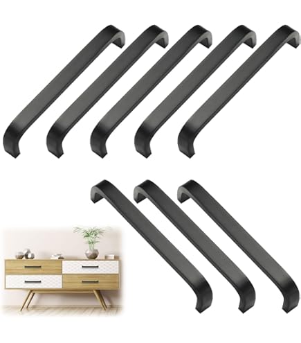 LEOEZYA 6 Pièces Poignee De Meuble Cuisine Noir Entraxe 96mm Poignées De Tiroir Poignée Placard Alliage D'aluminium Avec 12pcs Vis Pour Tiroirs,Armoires,Placard