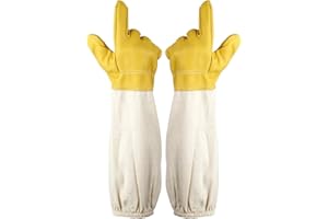 ERMWALR Ziegenleder-Imkerhandschuhe, stichfeste Imkerhandschuhe, für Männer und Frauen geeignet, Imkerzubehör, Imkerhandschuhe mit belüfteten Manschetten (Gelb, XXL)