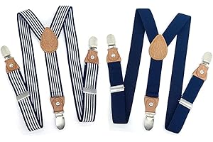 Anshili 2 stück Kinder Hosenträger mit 3 Clips Y-Form - 2.5 cm Breit