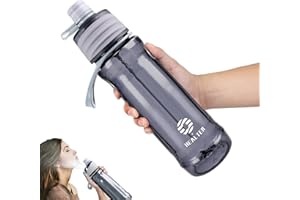 Healter 950ml Gourde brumisateur enfant Bouteille sport pour hydratation en extérieur Bouteille d'eau de cyclisme étanche pour Fitness et sports de plein(Gris)