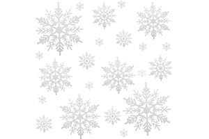 Naler 24 płatki śniegu dekoracja bożonarodzeniowa na choinkę brokat biały ozdoba choinkowa Weiß (51 Stück)