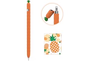 AhaStyle Fruits Design Coque pour Apple Pencil 1ère Génération, Silicone Souple Case Cover Accessoires Protection Apple Pencil 1st Génération (Apple Pencil 1st, Ananas - Orange)