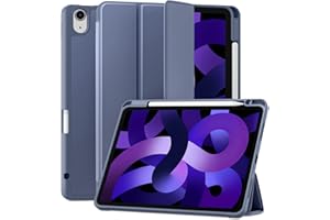 Maledan Etui na iPad Air 2020 / iPad Air 4, etui ochronne do iPada 10,9 cala 2020, skóra PU Soft TPU tył Folio Case Cover [funkcja automatycznego uśpienia/budzika] - niebiesko-szary