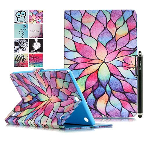 Samsung Galaxy Tab A 9.7 SM-T550 Hülle, DEENOR Bunt Malerei und Stilvoll Zeichnung Brieftasche Case Buch-Stil PU Leder Flip Protective Stand Tasche Schutzhülle Hülle für Samsung Galaxy Tab A 9.7 SM-T550. (Color Flowers)
