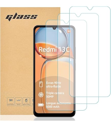 Brotect Pellicola In Vetro Ibrido AirGlass Per Xiaomi Redmi 13C – 3 Pezzi, Durezza 9H, Anti-impronta, Made In Germany