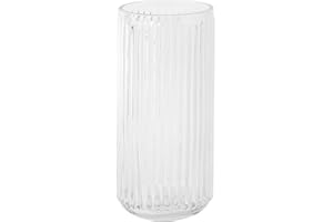 KAYLETIN Ribbed Glass Vase, Flower Vases for Bouquet, Clear Glass Vases for Flowers, Modern Ribbed Vase for Coffee Table, Living Room, Bedroom, Dining Table, Office, Wedding, 20cm