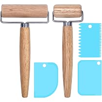Rouleau à Pâtisserie En Bois - 2 Pièces Avec 3 Coupe-pâtes - Parfait Pour Pizzas, Tartes, Pâtes Et Pâtisserie Maison