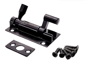 SISI UK Black Door Bolts Naked Door Bolts 75mm Door Latch with Screws Tower Bolt Locks for Bedroom Bathroom Toilet Shed Gate Cupboards and Cabinets Pack of 1.