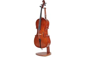 Musbeat Supporto per Violoncello, Supporto per Violoncello in Legno con Portaarco - Fatto a Mano, in Legno di Mogano per Casa e Studio Esposizione Violoncelli 4/4, 3/4, 1/2, 1/4, 7/8, 1/8