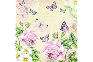 CraftyThings 4 x Paper Napkins - Botanical Cream - Ideal for Decoupage/Napkin Art
