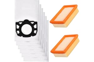LOHILL Staubbeutel Filter Zubehör Set für Kärcher WD4 WD5 WD6 MV4 MV5 MV6 WD5P WD6P Premium Staubsauger KFI 4410 KFI 487 Nass Trockensauger Ersatzteile (6 Beutel + 2 HEPA Filter)