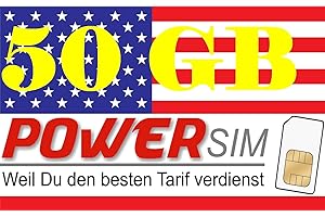 Power Sim USA T-Mobile Netz Prepaid Karte 50 GB Datenvolumen + Allnet Flat