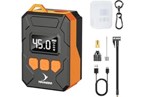 150PSI mini Bomba Bicicleta, YOUNGDO inflador electrico con Manómetro Digital, Función Auto Stop Tipo-C Bomba de Aire Eléctrica para Bicicleta con Válvula Presta y Schrader para Bicicleta, Moto, Balón
