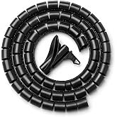 Orret Home 1,5 Metre 25 mm Kablo Koruyucu Spiral Siyah, Kablo D&uuml;zenleyici Organizer, Kablo Toplayıcı Sarma Spirali, Esnek Kab