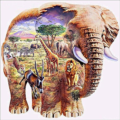 DIY 5D Diamond Embroidery Painting, Crystal Rhinestone Embroidery Painting Cross Stitch Pictures Arts Craft for Home Wall Decor (African Elephant Zoo)
