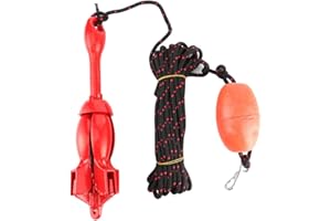 Deror Kit d'ancres Pliables 3.3lb/1.5kg Grapnel Universel en Acier Inoxydable Rouge Convient aux canoës de Kayak de Yacht de Bateau