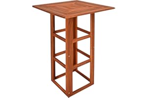 DEUBA CASARIA® Mesa de Bar Madera Acacia Maciza 75x75x110cm para Exterior Jardín Eventos Bistro